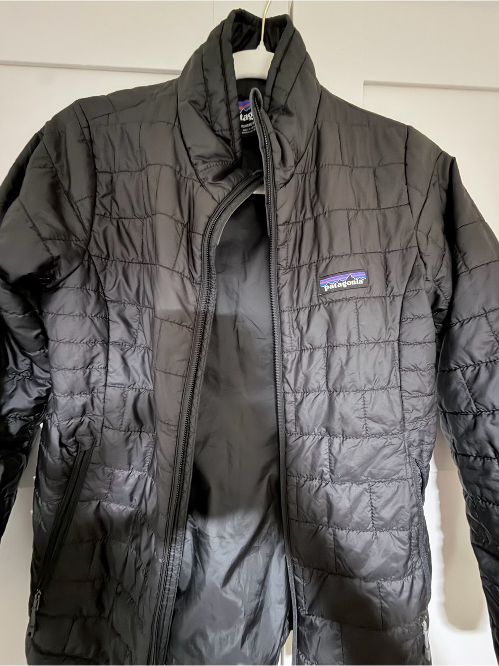 Patagonia Black Quilted Packable Jacket with Logo